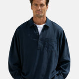James Oxford Half-Placket Button Shirt for Men