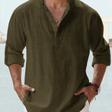 James Oxford Minimalist Mandarin Collar Shirt for Men