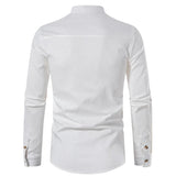 Henley Collar Linen Top Shirt