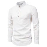 Modern Slim-Fit Cotton Shirt with Stand-Up Collar