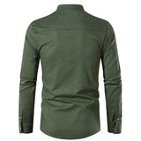 Henley Collar Linen Top Shirt