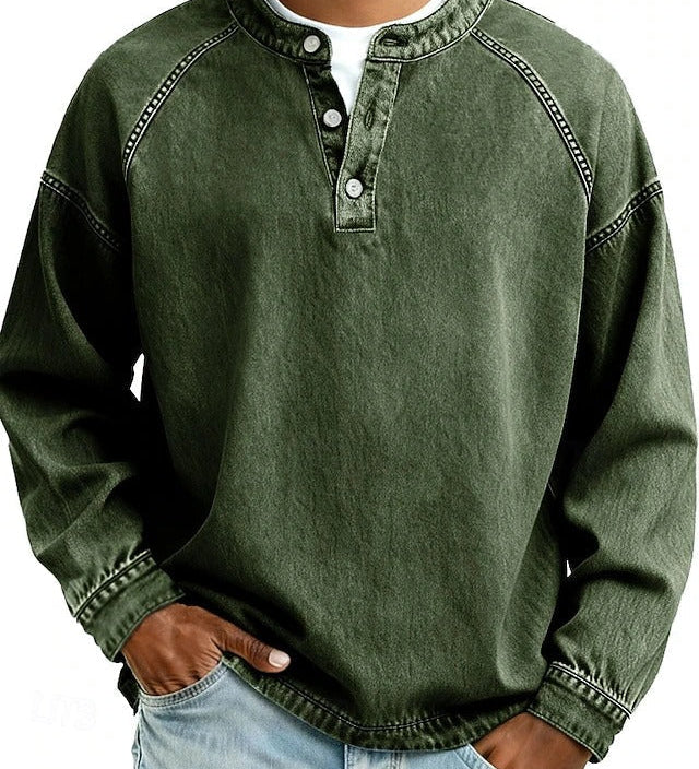 James Oxford Henley Shirt for Men