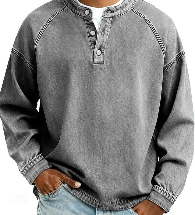 James Oxford Henley Shirt for Men