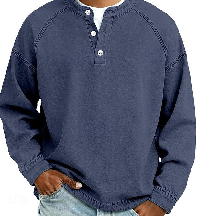 James Oxford Henley Shirt for Men