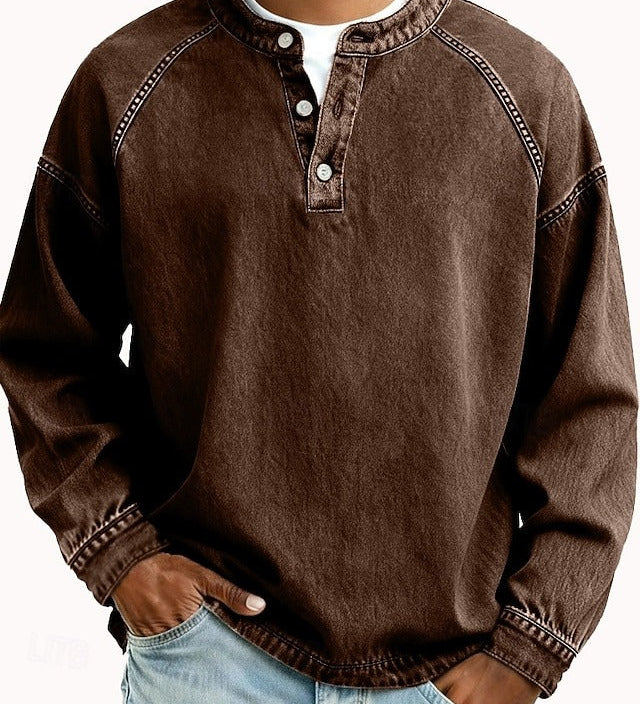 James Oxford Henley Shirt for Men