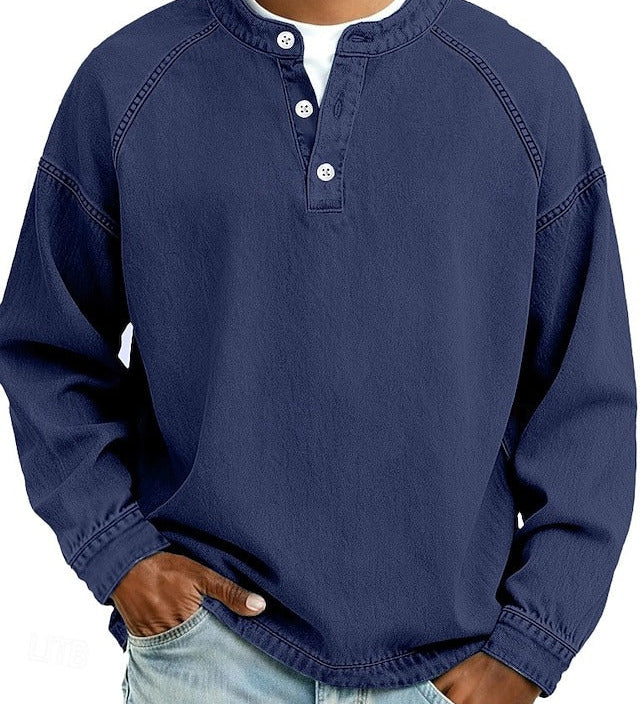 James Oxford Henley Shirt for Men