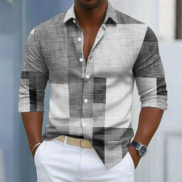 James Oxford Geometric Print Shirt for Men