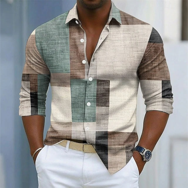 James Oxford Geometric Print Shirt for Men