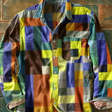 James Oxford Long Sleeve Colour Block Patchwork Shirt for Men