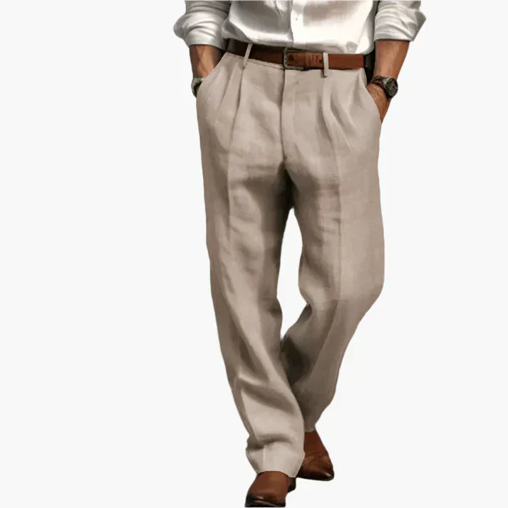 James Oxford Men's Retro Wide-Leg Suit Trousers