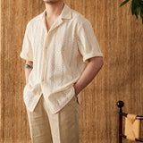 Men's Lightweight Short Sleeve Summer Shirt - Cuban Collar