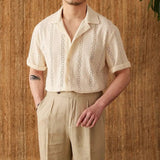 Men's Lightweight Short Sleeve Summer Shirt - Cuban Collar