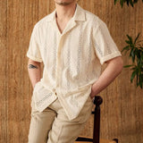 Men's Lightweight Short Sleeve Summer Shirt - Cuban Collar