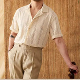 Men's Lightweight Short Sleeve Summer Shirt - Cuban Collar