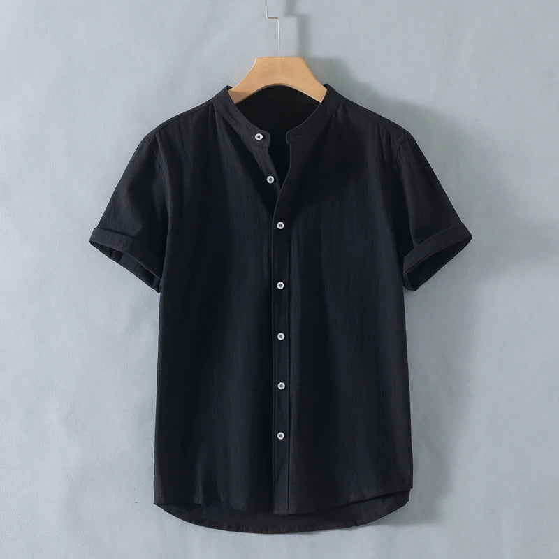 Calder Open Collar Cotton Shirt