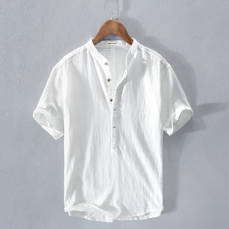 James Oxford Mandarin Collar Shirt for Men
