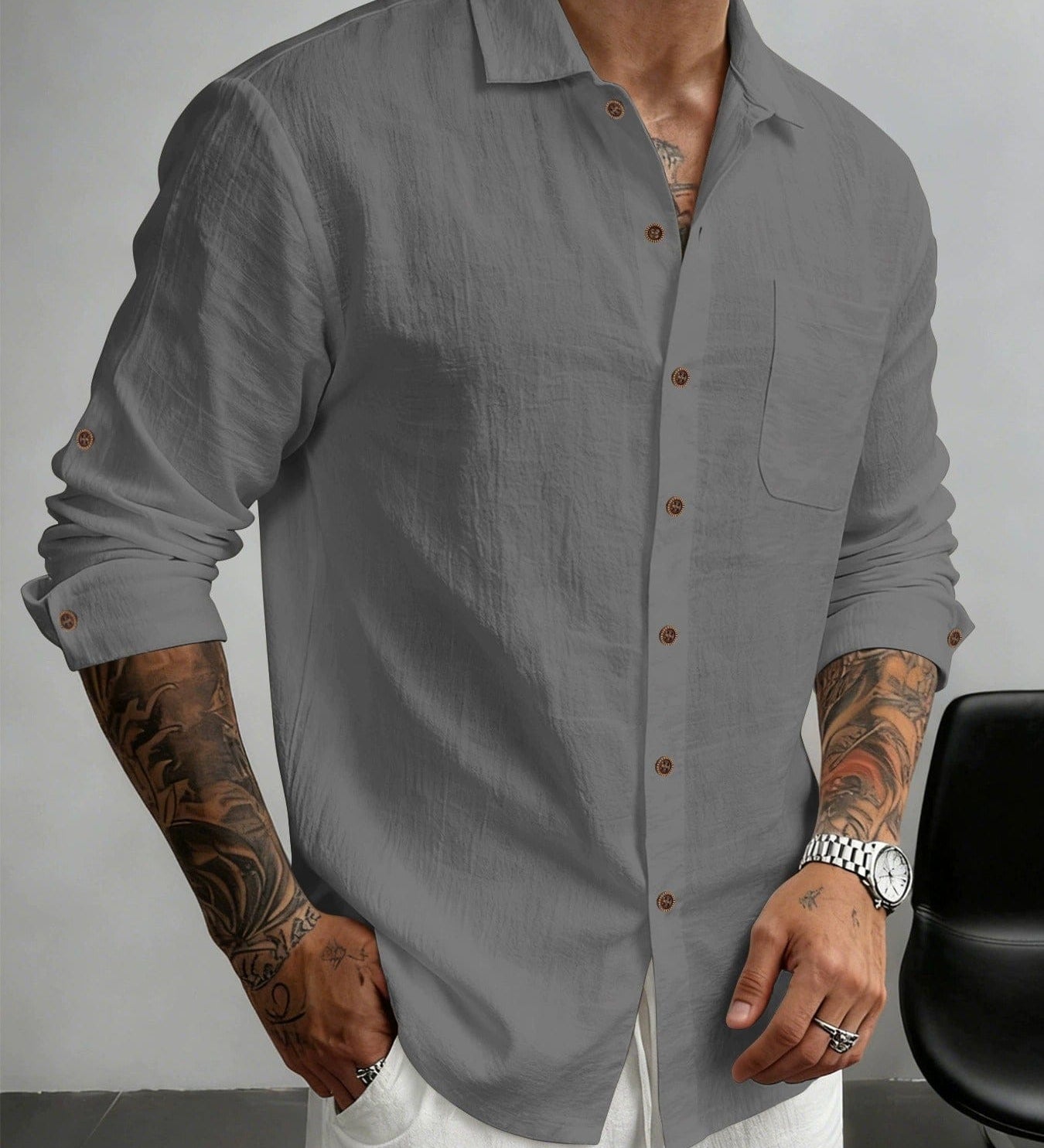 James Oxford Textured Cotton Shirt for Men