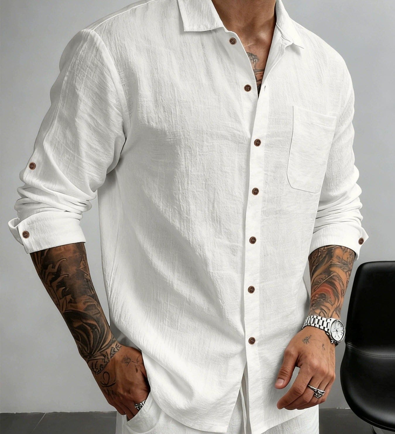 James Oxford Textured Cotton Shirt for Men