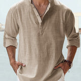 James Oxford Minimalist Mandarin Collar Shirt for Men