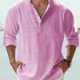 James Oxford Minimalist Mandarin Collar Shirt for Men