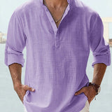 James Oxford Minimalist Mandarin Collar Shirt for Men